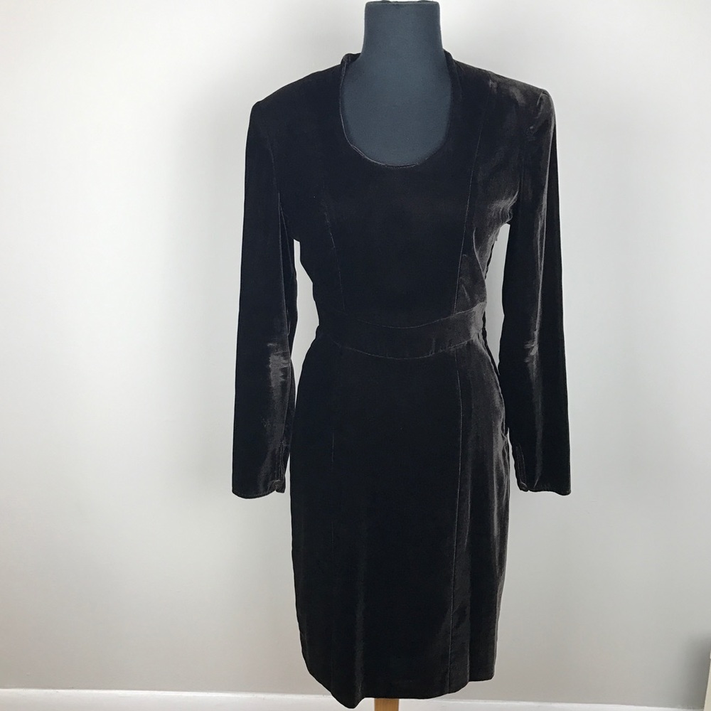 VINTAGE GIORGIO ARMANI brown velvet dress 6 - Picture 2 of 8